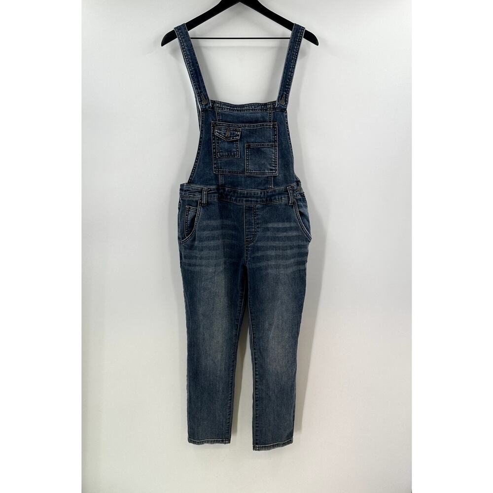 Free People Dark Wash Denim Overall Distressed Size 28